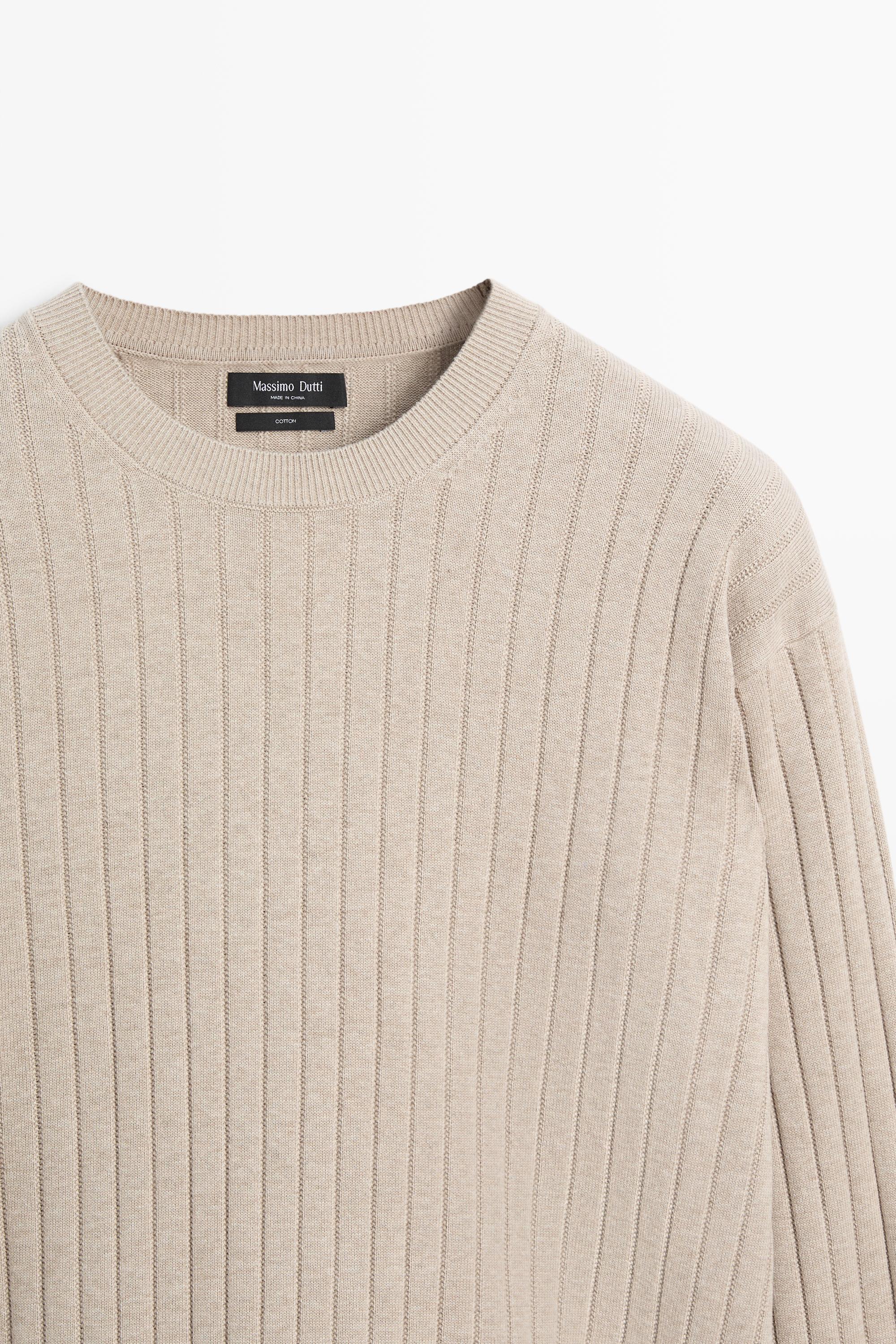 100% cotton ribbed knit sweater